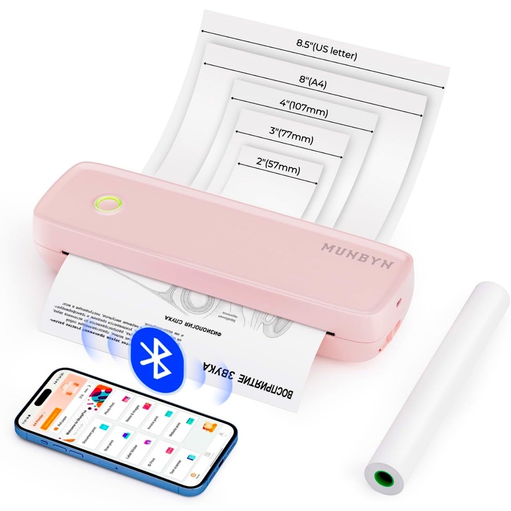 Pink portable Bluetooth thermal printer